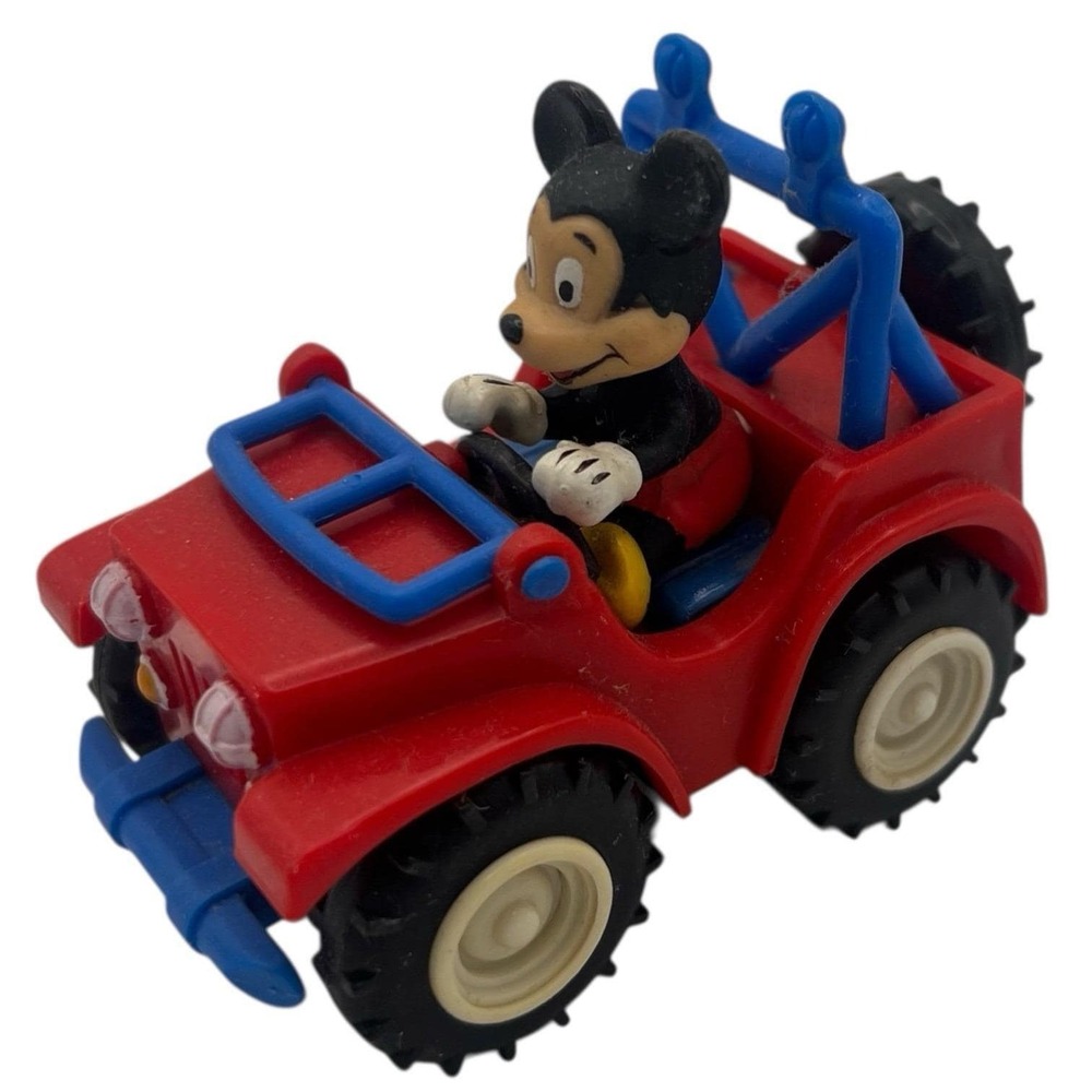MICKEY MOUSE Vintage JEEP Pullback  Car Toy Figurine 80's Retro